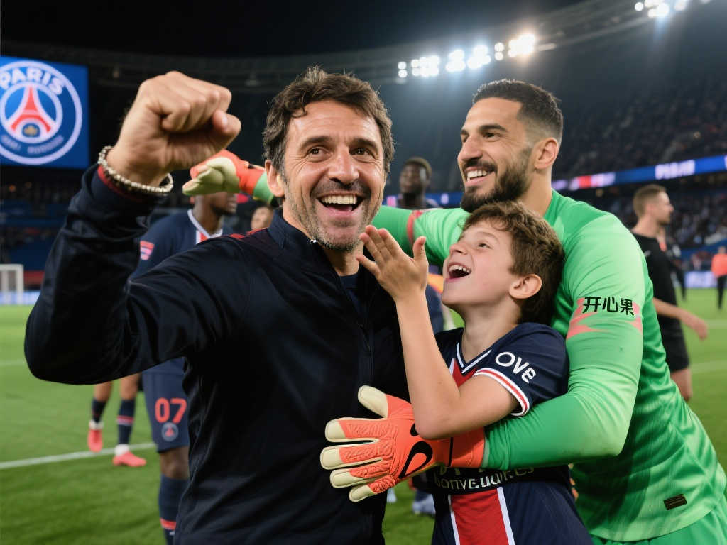 超萌互动！恩里克挥拳飞吻+热情拥抱多纳鲁马